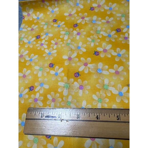 Little Blessings by Nancy Davis Murty for Andover Fabrics Yellow Daisy & Ladybug - Picture 2 of 5